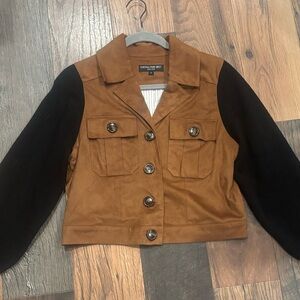 Central Park West Tan and Black Women's Blazer/Lightweight Jacket in size small